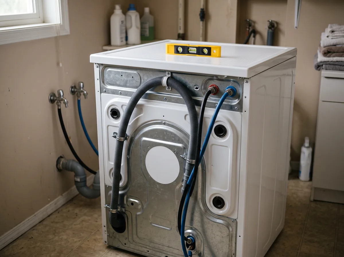 Back of a washing machine showing where shipping bolts attach, checked when a washer is loud at spin