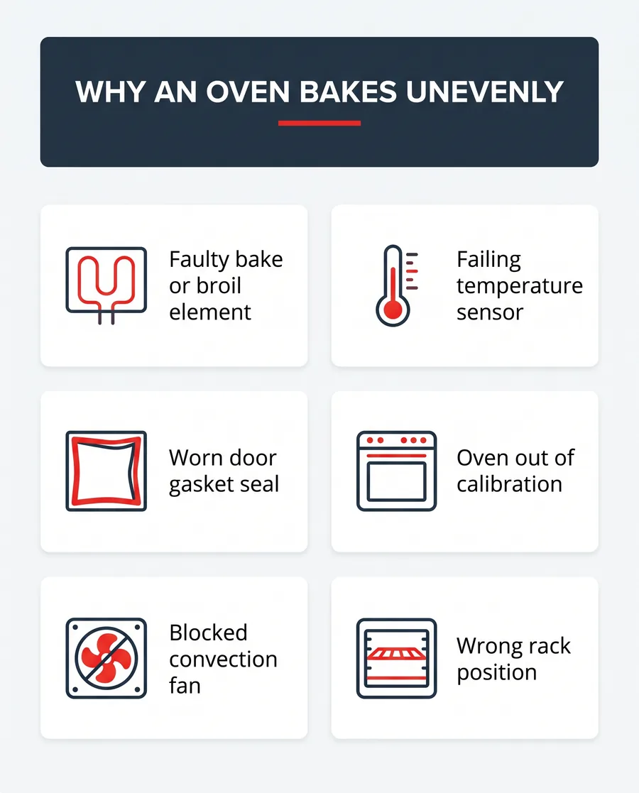 Six common causes of an oven that bakes unevenly